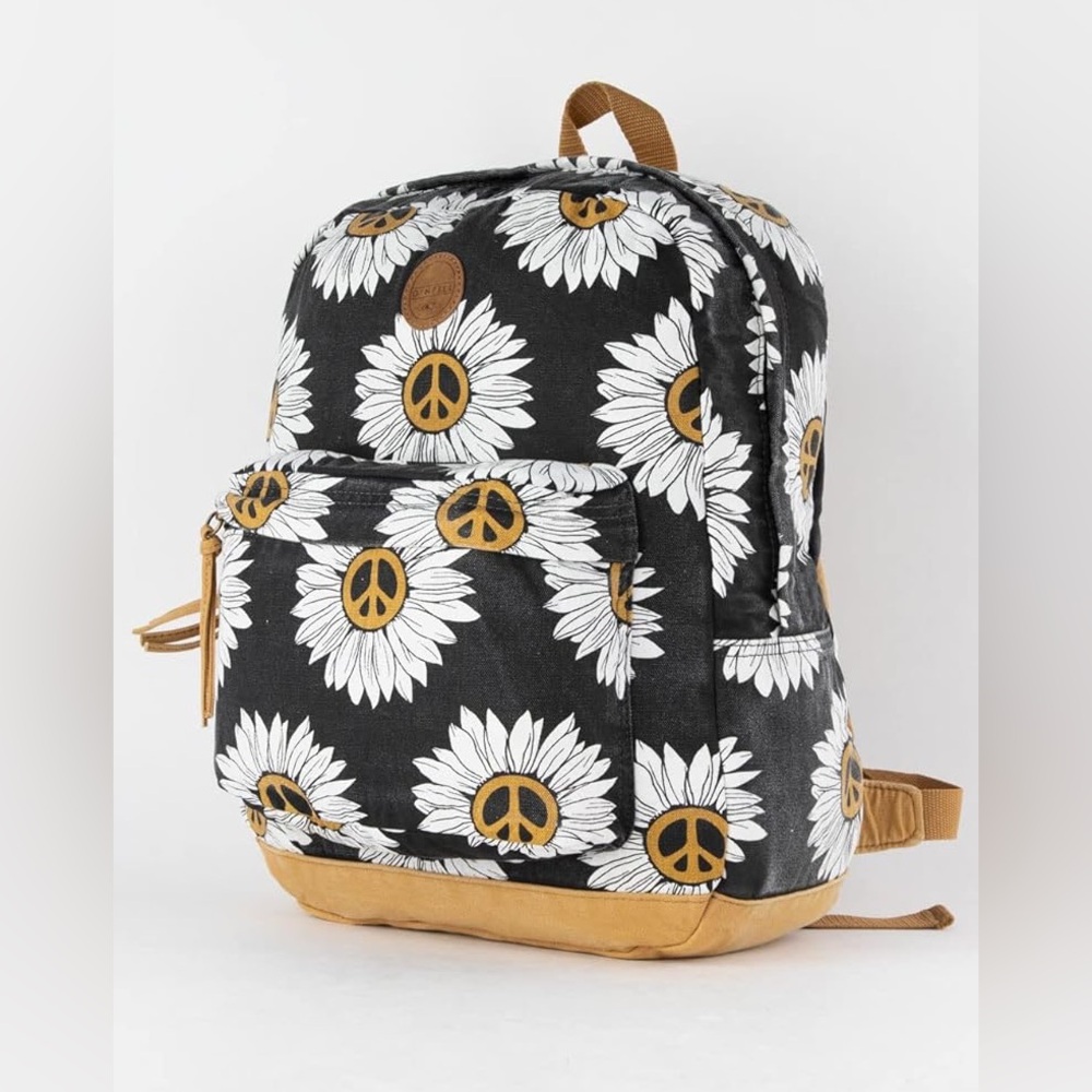 O'Neill Black and White Floral with Peace Symbol